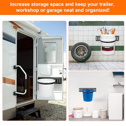 5 Gallon Bucket Holder for E Track, Wall Mount | Heavy Duty, Buckets Hanger, E Track Accessories, For Enclosed Trailer, Workshop and Garage