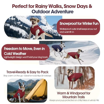 QBLEEV Reversible Dog Jacket, Windproof Dog Coat, Lightweight Puffer Vest - color: Date-Red, size: Small