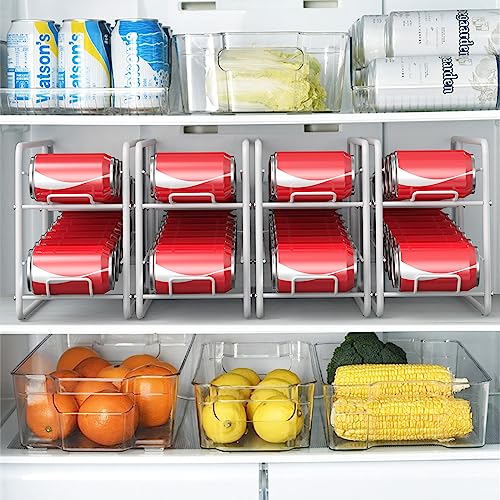 MOOACE 4 Pack Can Organizer for Pantry, Stackable Soda Can Dispenser Rack - color: White
