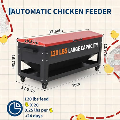 Garvee Metal Chicken Feeding Box, 120 lbs Large Capacity, Portable Feeder - size: 120 lbs