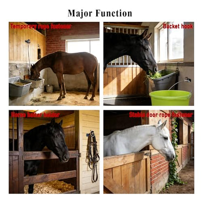 Quick-Release Bucket Hooks, 4-Pack Heavy Duty Bucket Holder Set | Heavy-Duty Steel Wall-Mount Bucket Holders for Horse Stalls, Barns and Livestock Feeding. Quick-Release Design.