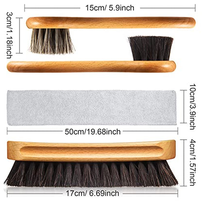 4 Pcs Horsehair Shoe Brush Kit Polishing Daubers Applicators Leather Care Brushes Shine Cleaning Cloth with Case(Shoe Brush Set F) - style: Shoe Brush Set F