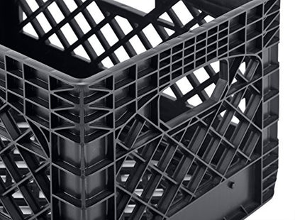 Muscle Rack PMK24QTB-3 24 quart 3 Pack black Heavy Duty Rectangular Stackable Dairy Milk Crates , 11" Height, 19" width
