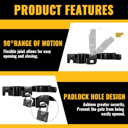 VIVIDA Chain Link Gate Hinge Kit 1-3/8" x 2-3/8", Black Fence Gate Hardware | Include 1-3/8" x 2-3/8" Black Fence Gate Hinge Kit, 1-3/8" x 2-3/8" Black Chain Link Gate Latch - size: 1-3/8" × 2-3/8" (BLACK)