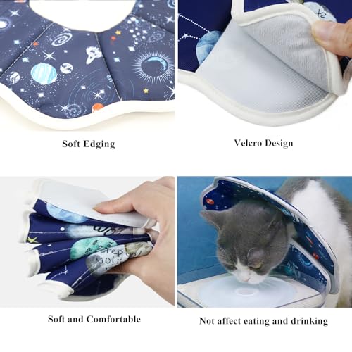 Soft Cat Cone, Adjustable Recovery Collar After Surgery to Prevent Licking Wound, Protective Cat Neck Cone, Comfortable Pet Elizabethan Collar for Cats Kittens and Puppies (M) - size: M (Neck: 8.5-11.6 in)