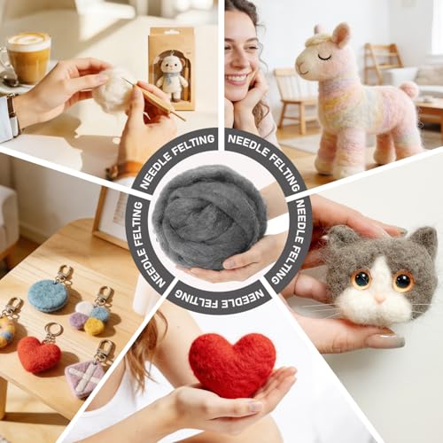 3.4oz Needle Felting Wool Dark Shadow for DIY Needle Craft Enthusiasts - color: Dark Shadow