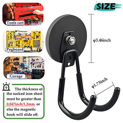 ULIBERMAGNET Strong Magnetic Hooks,2 Pack Heavy Duty Large Magnetic Hooks for Extension Cord, Cable, Hose, Power Cord,Rope,Drill,Jig Saw,Circular Saw,Garden Lawn Tools (Black/3.46inch) - style: 3.46" Sturdy Magnetic XJ Hooks Black 2PC