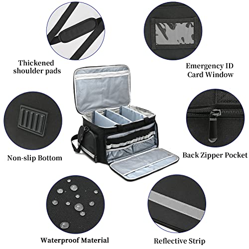 LEFOR·Z Home Health Nurse Bag Medical Bag Empty First Aid Storage with Detachable Divider Medical Supplies Bag for Nursing Student,Therapist,Doctors - style: Black-large