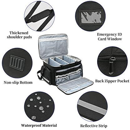 LEFOR·Z Home Health Nurse Bag Medical Bag Empty First Aid Storage with Detachable Divider Medical Supplies Bag for Nursing Student,Therapist,Doctors - style: Black-large