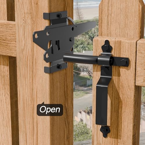 gate Latch for Wooden Fence, Fence gate Latch, Suitable for Wooden Fence Gates/Garden Gates, Wooden Fence Gate Hardware Latch, Black Coated