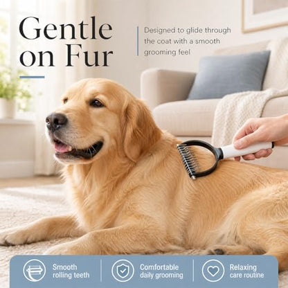 Pet Pro Dematting Comb for Dogs & Cats, Undercoat Rake Deshedding Brush for Long Hair Pets, Removes Loose Fur and Tangles