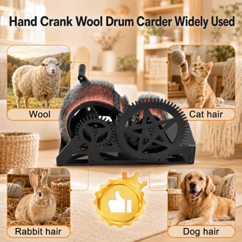 Hand Crank Wool Drum Carder, Fiber Blending Combing Machine