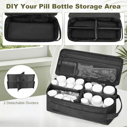 Travel Medicine Bag,Medication Pill Bottle Organizer Empty Case - color: Black