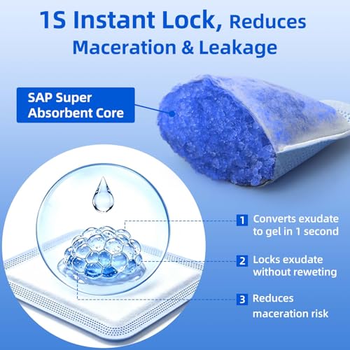 Niceful Super Absorbent Wound Dressing 5" x 5" (10 Pcs) – Sterile Non Stick Gauze Pads for Wound Care, Heavy Exudate Large Bandages for Pressure Ulcers, Bedsores, Diabetic Foot Ulcers - size: 5"x5"(10PCS)