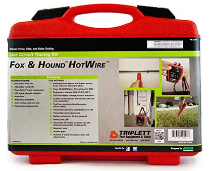 Triplett 3388 Fox & Hound HotWire Live Wire Tone and Probe Wire Tracing Kit with Adjustable Sensitivity - Traces Wires from 0 ~ 250 VAC and up to 1000 ft,Black
