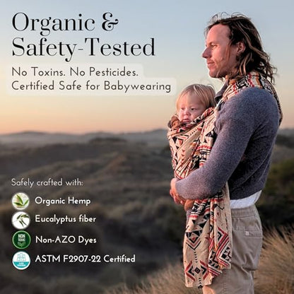 Organic Baby Ring Sling Carrier – Boho Hemp & Eucalyptus Wrap for Newborn to Toddler – Non-Toxic, ASTM-Certified, Ergonomic, Gift Box Included – Desert Aura - color: Desert Aura