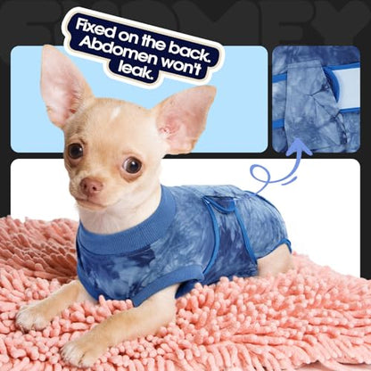 FUAMEY Recovery Suit for Dogs After Surgery,Soft Breathable Dog Bodysuit - color: Blue Tie Dye, size: Xs(back:8.3-11.4in,wt:4-7lbs)