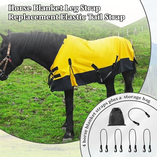 5 Pack Horse Blanket Straps Adjustable Elastic Tail Strap, Stretch Horse Rug Tail Strap with Double Ended Clips
