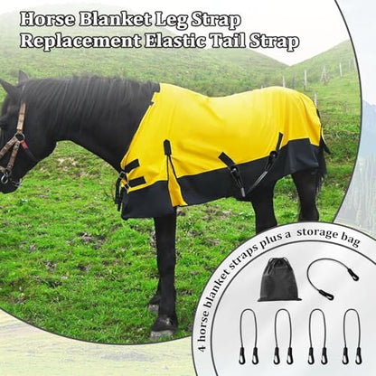 5 Pack Horse Blanket Straps Adjustable Elastic Tail Strap, Stretch Horse Rug Tail Strap with Double Ended Clips