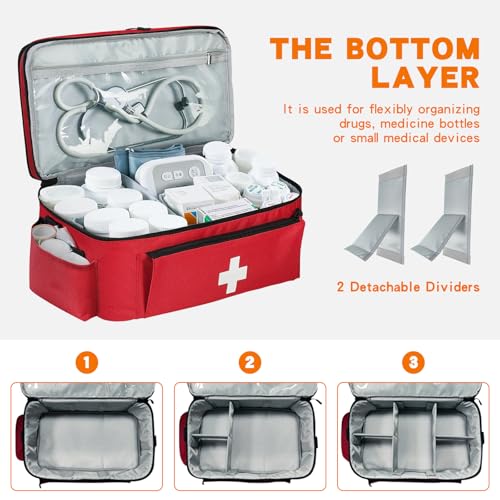 Boczif First Aid Bag Empty, Emergency Kit Bag(Red with shoulder strap) - color: Red with shoulder strap