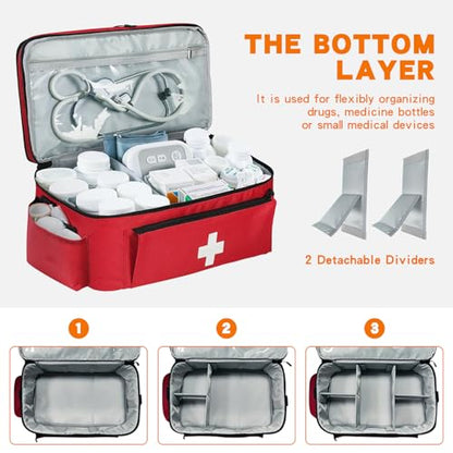 Boczif First Aid Bag Empty, Emergency Kit Bag(Red with shoulder strap) - color: Red with shoulder strap