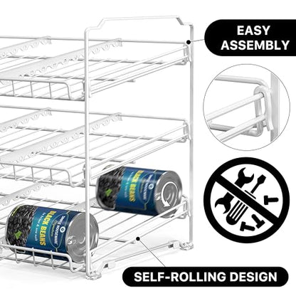 Simple Houseware 3-Tier Stackable Can Organizer Rack Hold 36 Cans, White - color: White
