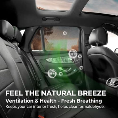 2 Pack Stretchy Mesh Car Rear Side Window Shades, Bug UV Protection Mosquito Net, Breathable Blackout Privacy Baby Car Window Screens, Universal 95% Cars SUVs Camping Accessories - size: Rear Side Window Shade