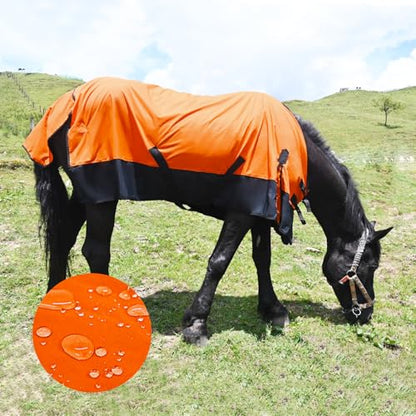 Adjustable Waterproof Horse Sheet | Horse Blankets for Real Horses|Perfect Rainy Day Protection(80", Orange)