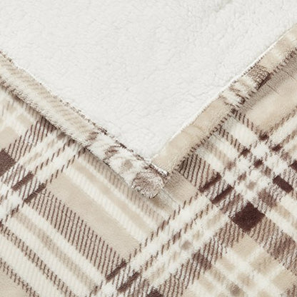 Beautyrest Wearable Electric Poncho Wrap Blanket, Ultra Soft Sherpa & Berber Fleece Heated Throw, UL Certified & OEKO-TEX, 3 Heat Settings & 2 Hour Auto Shutoff, Gift-Ready, 50" x 64", Tan Plaid - color: Tan Plaid, size: 50 in x 64 in