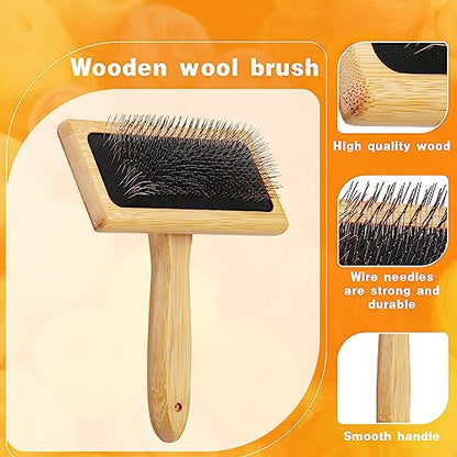 kdafio 2 Pcs Wooden Wool Carders Hand Carders for Wool Needle Felting - color: Color 1,17Pcs