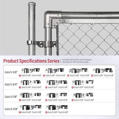 Stainless Steel 1-7/8" x 1-7/8" Chain Link Gate Latch （Fit 1-7/8" Gate Frame）, Heavy Duty Chain Link Fence Gate Fork Latch with Hole for Padlock 1Pack - color: 1-7/8"x1-7/8"