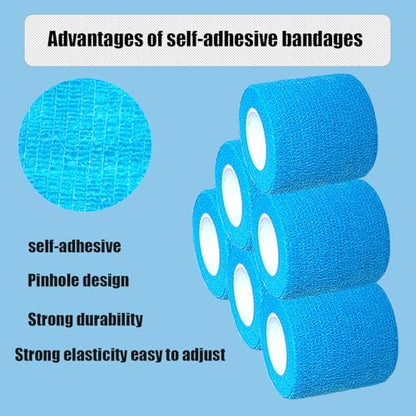 2 Inches Self Adhesive Bandage Wrap Bulk, 6 Pack, Blue - color: Blue