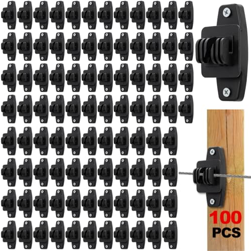 100 Pack Electric Wire Fence Insulators with Screws, Heavy Duty | Wood Post Claw Insulators Fence Accessories, Nail Wood Post Nail on Insulator for Ranch, Agriculture Farm Fence