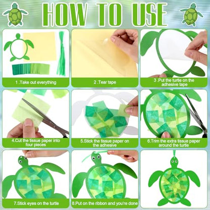 AmazingSpark 30 Pcs Sea Turtle Suncatchers VBS Crafts Ocean DIY Kit | Rainforest Activities, Stained Glass Tissue Paper Art, Summer Camp Bulk, Hanging Decor for Classroom Parties - style: Tortoise