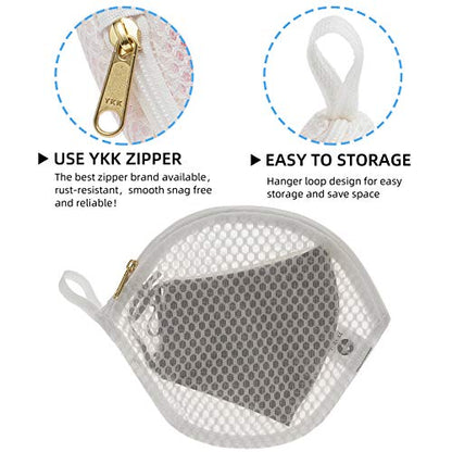 3 Packs Delicate Laundry Bags for Reusable Socks、Face Masks and Makeup Remover Pads,Fine Mesh Wash Bags,Use YKK Zipper, with Hanger Loop, Portable Laundry Bag (3 Small)