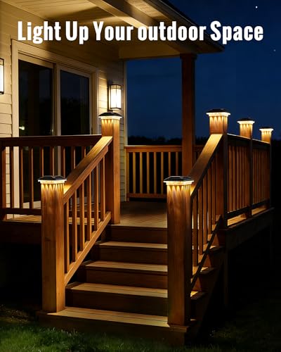 Solar Post Cap Lights for 4x4 Vinyl/ 3.5x3.5 Wood Posts, 12 Pack - size: 12 Pack