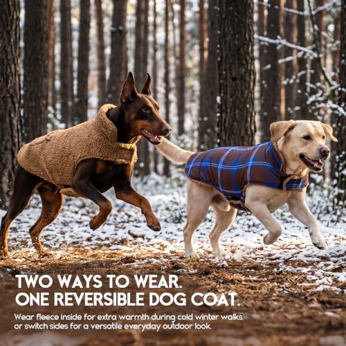 ASENKU Dog Winter Coat, Reversible Dog Jacket for Small Medium Large Dogs - color: Khaki, size: X-Small