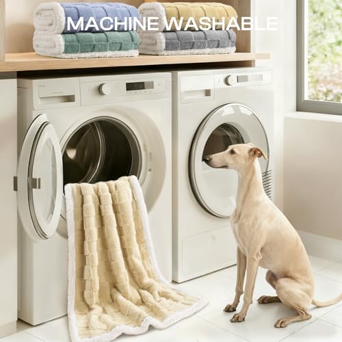 Luciphia Waterproof Dog Blanket, Reversible Fleece & Sherpa, Couch Cover - color: Creamy Yellow, size: Medium (57x40 inch)