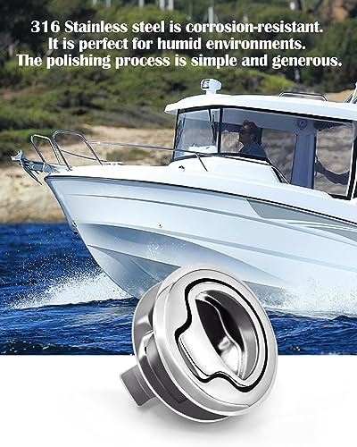 Boat Slam Latch 2" Lift Handle Lock Marine Full Stainless Steel Door Port Pull Latch Lift Ring 316 SS Boat Hatch, Fireproof & Rust-Proof for Ships, Yachts, Sailboats 2pk