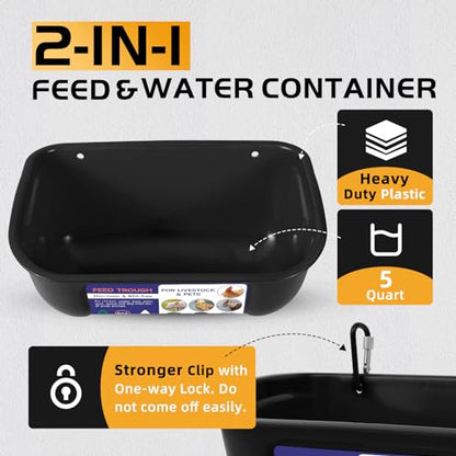 Goovilla Chicken Feeder Waterer, Hanging or Screw-in, 2 Pack 5 Quart, Black - color: Black, size: 5 Quart