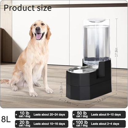 Sfozstra 8L Raised Pet Water Dispenser: Large Breed Comfort - color: Black, size: 8L Raised