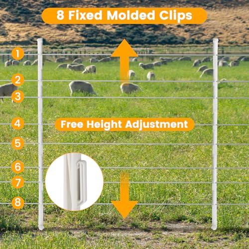 Electric Fence Posts 50 Pack, White 48 inch Step in Fence Posts - color: White, size: 48 INCH-50 PCS