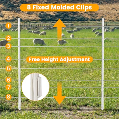 Electric Fence Posts 50 Pack, White 48 inch Step in Fence Posts - color: White, size: 48 INCH-50 PCS