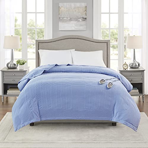 Beautyrest Heated Blanket Queen, Micro Fleece Electric Blanket, Blue - color: Blue, size: Queen