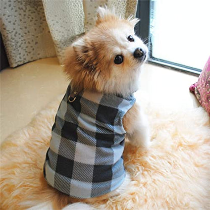 Dog Sweater, Soft Fleece Vest with Leash Ring Pullover Jacket Winter Pet Dog Clothes for Puppy Small Dog Cat Teddy Chihuahua Yorkshire for Christmas (Small, Blue Grey Plaid) | Winter Jacket,Pet Clothing,Dog Clothes,Puppy,For Small Dogs Cats,Teddy,Cat Appa