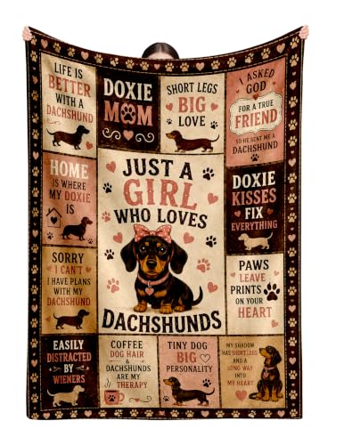 Dachshund Gifts for Women Dachshund Owners Lovers Weiner Dog Blanket 60*50 | Birthday Christmas Unique Gifts for Dachshund Lovers/Friends/Female/Girls Weiner Dog Themed Gifts Dachshund Throw Blanket - color: Dachshund