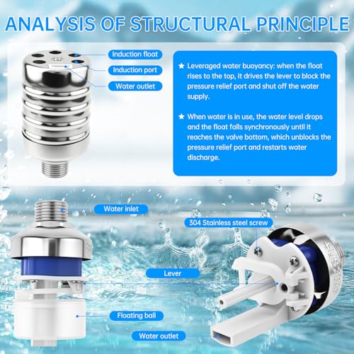 Float Valve Automatic Water Level Control Water Float Valve 1/2 to 3/4in | 304 Stainless Steel Water Float Valve for Water Tank, Livestock Trough - style: Style 5