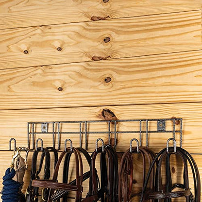 EASY-UP Pro 6 Hook Long Arm Tack Rack | Essential for Horse Stables | Space-Saving Design | Versatile 6-Hook Configuration | Long 4.5" Hooks | Rust-Resistant Finish