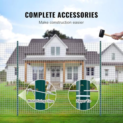 VEVOR 6 Feet Fence Post, 10 Pack U-Channel Heavy Duty Metal Fence Posts with 40 Zip Ties & 20 Clips, Sturdy Steel Fence Stakes for Garden Yard, Lawn, Farms and Outdoor Wire Fencing, Green - size: 6 Feet 10 Pack
