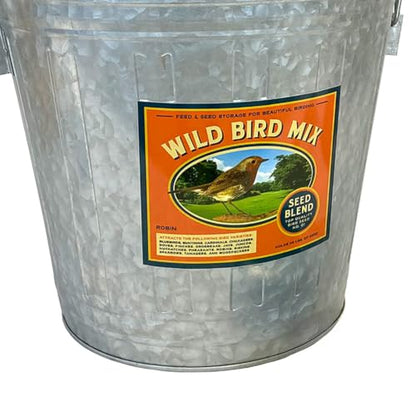 Audubon Woodlink Galvanized Steel Rustic Farmhouse Bird Food and Seed Locking Storage Bucket Bin with Scoop, Holds up to 16.5 Quarts or 25 Pounds